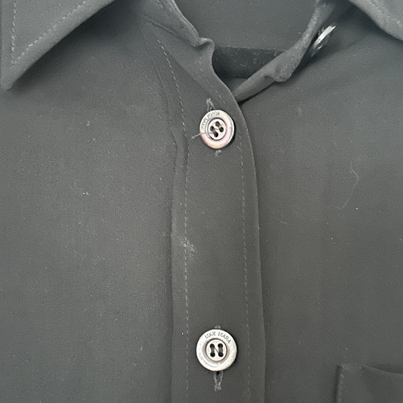 Max Mara Vintage Italian Shirt Dress Virgin Wool Size 6 Straight Side Slit Black - Picture 5 of 12